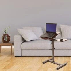 Seville Classics Airlift 40"H Tilting Sit-Stand Computer Desk Cart With Mouse Pad Table, Walnut (WEB234) 9 Seville Classics Airlift 40"H Tilting Sit-Stand Computer Desk Cart With Mouse Pad Table, Walnut (WEB234) -Office Supplies Shop sp50744650 sc7