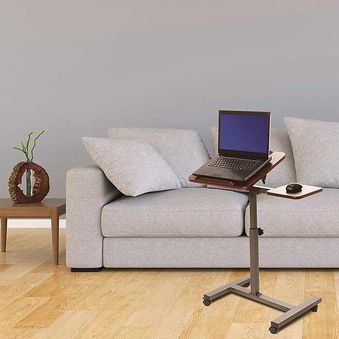 Seville Classics Airlift 40"H Tilting Sit-Stand Computer Desk Cart With Mouse Pad Table, Walnut (WEB234) 4 Seville Classics Airlift 40"H Tilting Sit-Stand Computer Desk Cart With Mouse Pad Table, Walnut (WEB234) - Image 4