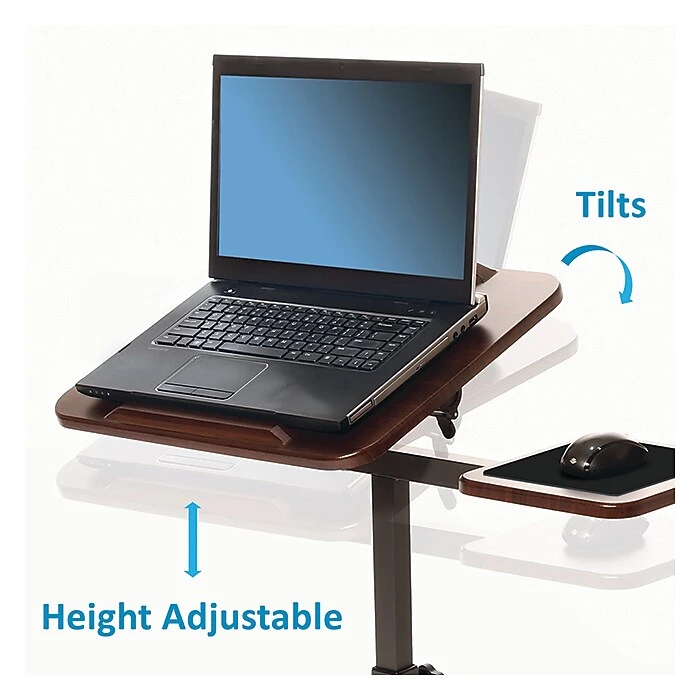 Seville Classics Airlift 40"H Tilting Sit-Stand Computer Desk Cart With Mouse Pad Table, Walnut (WEB234) 5 Seville Classics Airlift 40"H Tilting Sit-Stand Computer Desk Cart With Mouse Pad Table, Walnut (WEB234) - Image 5