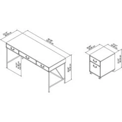 Kathy Ireland® Home By Bush Furniture Ironworks 60W Writing Desk With Mobile File Cabinet, Vintage Golden Pine (IW012VG) -Office Supplies Shop sp51221956 sc7