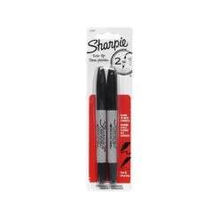 Sharpie Permanent Marker, Twin Tip, Black Ink, 2/Pack (32162)