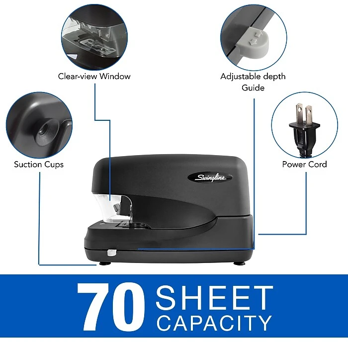 Swingline® High Capacity Electric Stapler, 70 Sheets, Black (69270) 3 Swingline® High Capacity Electric Stapler, 70 Sheets, Black (69270) - Image 3