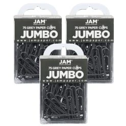 JAM Paper Jumbo Paper Clips, Grey, 3 Packs Of 75 (21830628B)