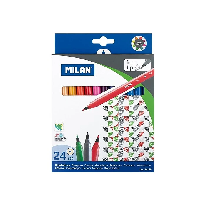 Milan Felt Pens, Fine Point, Assorted Inks, 24/Pack (80159) 1 Milan Felt Pens, Fine Point, Assorted Inks, 24/Pack (80159)