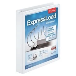 Cardinal ExpressLoad ClearVue 1 1/2" 3-Ring View Binder, White (CRD 49110CB)