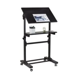 Mount-It! Mobile Portable Podium And Presentation Lectern, Height Adjustable Multi-Purpose Standing Desk Workstation (MI-7941)