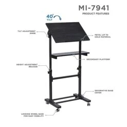 Mount-It! Mobile Portable Podium And Presentation Lectern, Height Adjustable Multi-Purpose Standing Desk Workstation (MI-7941) 7 Mount-It! Mobile Portable Podium And Presentation Lectern, Height Adjustable Multi-Purpose Standing Desk Workstation (MI-7941) -Office Supplies Shop sp7038281 sc7