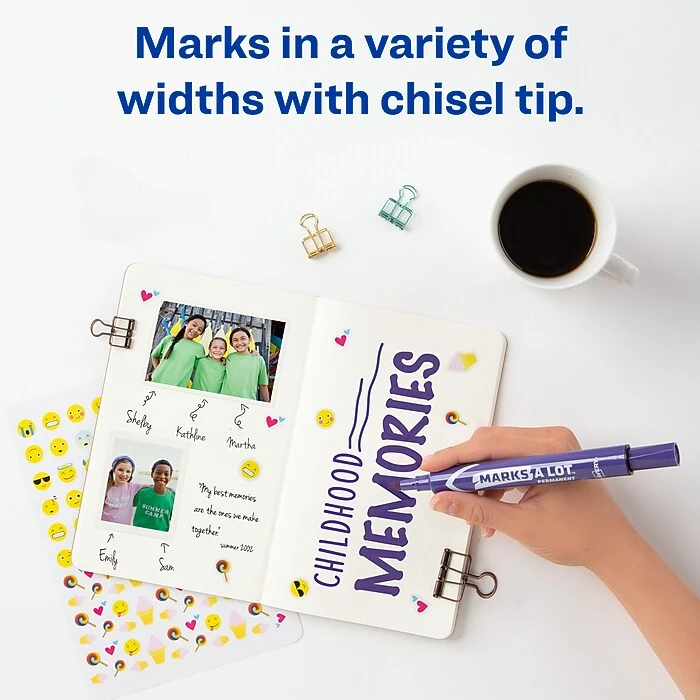 Avery Marks-A-Lot Large Desk-Style Permanent Markers, Chisel Tip, Purple, 12/Pack (08884) 3 Avery Marks-A-Lot Large Desk-Style Permanent Markers, Chisel Tip, Purple, 12/Pack (08884) - Image 3