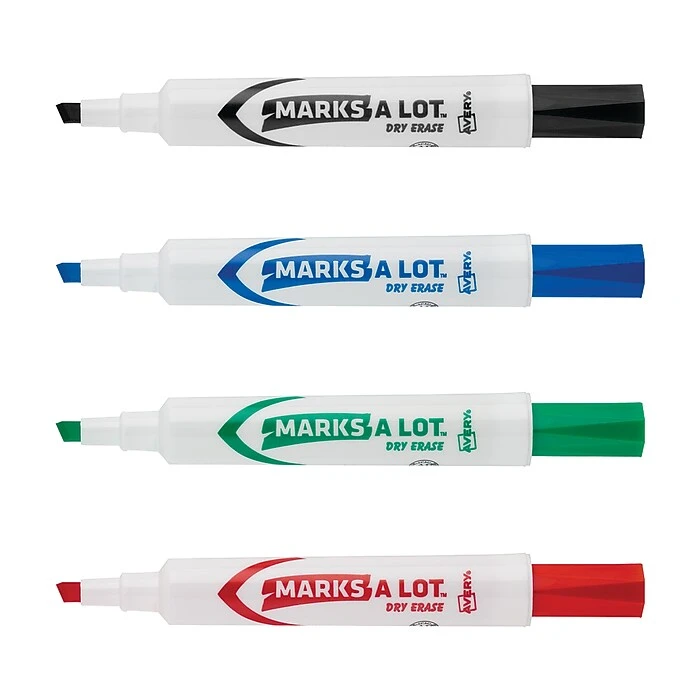Avery Marks A Lot Desk-Style Dry Erase Markers, Chisel Tip, Assorted Colors, 4 Markers Per Set (24409) 7 Avery Marks A Lot Desk-Style Dry Erase Markers, Chisel Tip, Assorted Colors, 4 Markers Per Set (24409) - Image 7