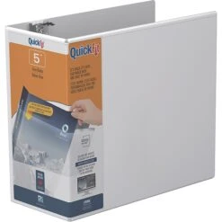 Stride QuickFit Standard 5" 3-Ring View Binder, White (87070)