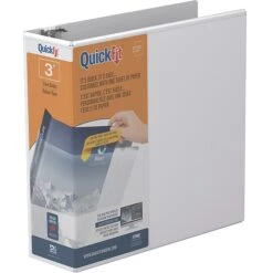 Stride QuickFit Standard 3" 3-Ring View Binder, White (88050)