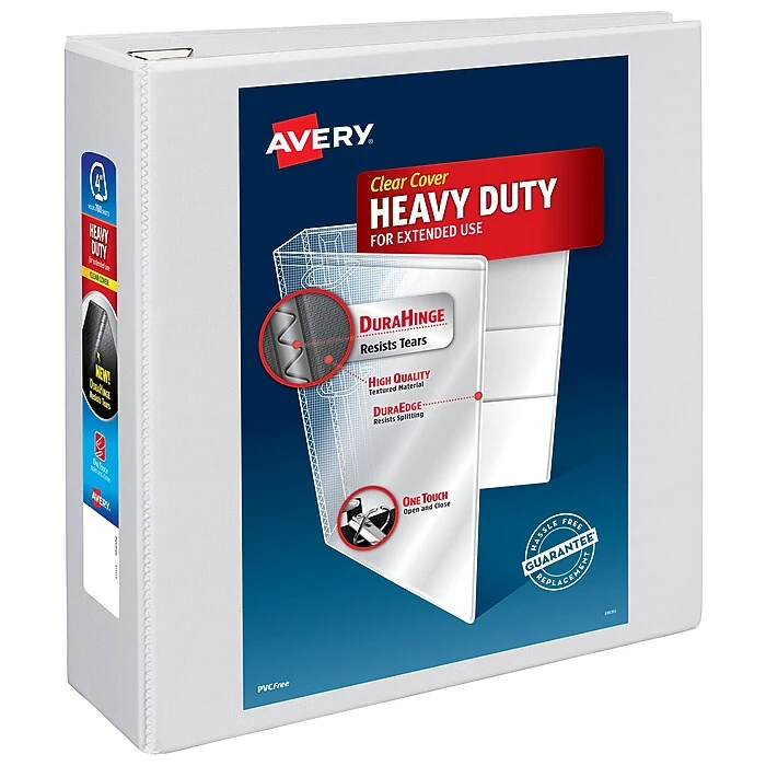 Avery Heavy Duty 4" 3-Ring View Binder, DuraHinge, Black (79604) 10 Avery Heavy Duty 4" 3-Ring View Binder, DuraHinge, Black (79604) - Image 10