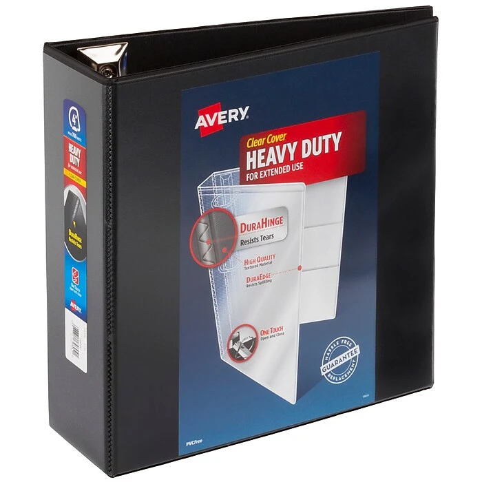 Avery Heavy Duty 4" 3-Ring View Binder, DuraHinge, Black (79604) 1 Avery Heavy Duty 4" 3-Ring View Binder, DuraHinge, Black (79604)