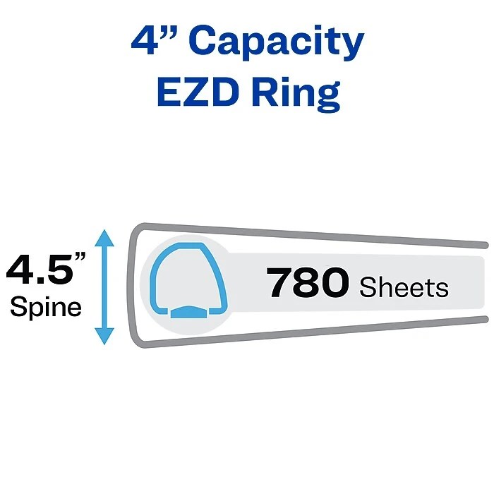 Avery Heavy Duty 4" 3-Ring View Binder, DuraHinge, Black (79604) 2 Avery Heavy Duty 4" 3-Ring View Binder, DuraHinge, Black (79604) - Image 2