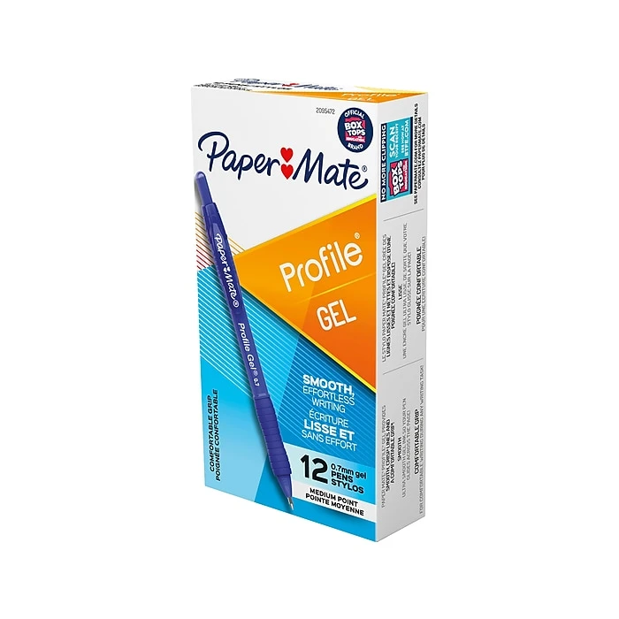 Paper Mate Profile Retractable Gel Pen, Medium Point, Blue Ink, Dozen (2095472) 1 Paper Mate Profile Retractable Gel Pen, Medium Point, Blue Ink, Dozen (2095472)