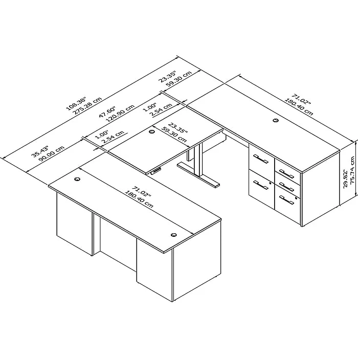 Bush Business Furniture Office 500 27"-47" Adjustable U-Shaped Executive Desk With Drawers, Modern Hickory (OF5005MHSU) 5 Bush Business Furniture Office 500 27"-47" Adjustable U-Shaped Executive Desk With Drawers, Modern Hickory (OF5005MHSU) - Image 5