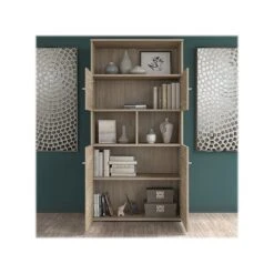 Bush Business Furniture Office 500 27"-47" Adjustable Desk With Storage And Bookcase, Modern Hickory (OF5006MHSU) 13 Bush Business Furniture Office 500 27"-47" Adjustable Desk With Storage And Bookcase, Modern Hickory (OF5006MHSU) -Office Supplies Shop sp81712386 sc7