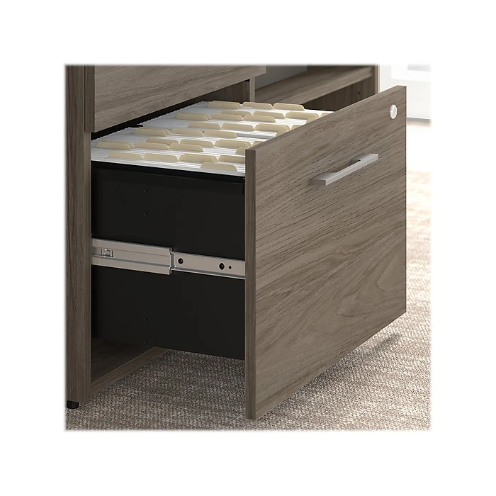 Bush Business Furniture Office 500 27"-47" Adjustable Desk With Storage And Bookcase, Modern Hickory (OF5006MHSU) 7 Bush Business Furniture Office 500 27"-47" Adjustable Desk With Storage And Bookcase, Modern Hickory (OF5006MHSU) - Image 7