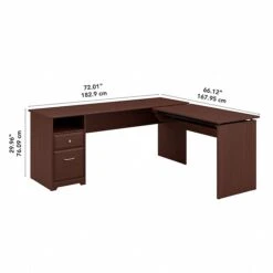 Bush Furniture Cabot 36"-42"H 3 Position L Shaped Sit To Stand Desk, Harvest Cherry (CAB050HVC) -Office Supplies Shop sp85005907 sc7