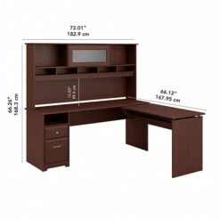 Bush Furniture Cabot 36"-42"H 3 Position L Shaped Sit To Stand Desk With Hutch, Harvest Cherry (CAB052HVC) 11 Bush Furniture Cabot 36"-42"H 3 Position L Shaped Sit To Stand Desk With Hutch, Harvest Cherry (CAB052HVC) -Office Supplies Shop sp85006067 sc7
