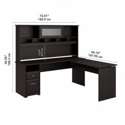 Bush Furniture Cabot 36"-42"H 3 Position L Shaped Sit To Stand Desk With Hutch, Espresso Oak (CAB052EPO) -Office Supplies Shop sp85006089 sc7