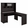 Bush Furniture Cabot 36"-42"H 3 Position L Shaped Sit To Stand Desk With Hutch, Espresso Oak (CAB045EPO)