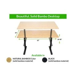 Uncaged Ergonomics Rise Up Electric Adjustable Height Standing Desk With Natural Bamboo Desktop Gray Frame, Bamboo Desktop Rugb) -Office Supplies Shop sp85105310 sc7
