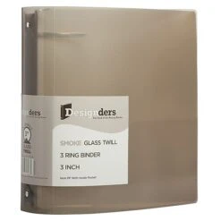 JAM Paper Designders 3" 3-Ring Flexible Poly Binder, Smoke Glass Twill (821T3SM)