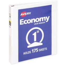 Avery Economy 1" 3-Ring View Binder, White (5711) -Office Supplies Shop sp90637965 sc7 1