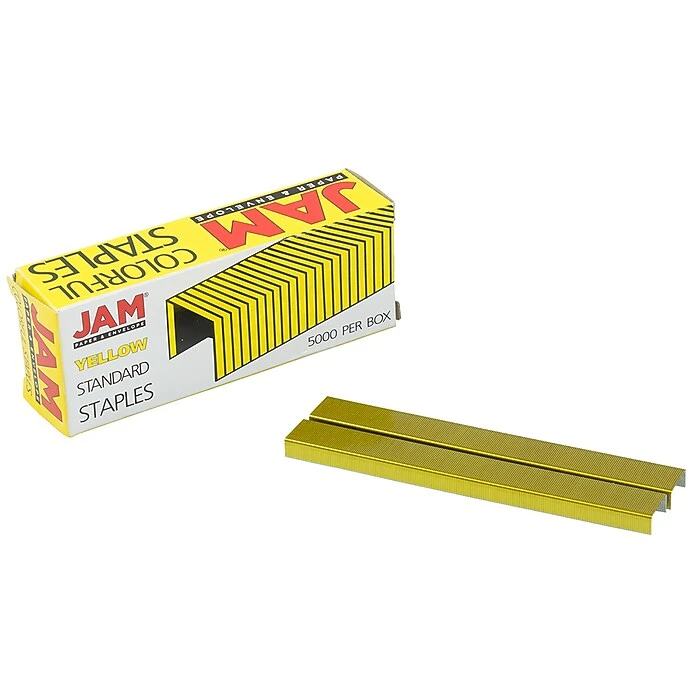 JAM Paper Colorful Staples, 1/4" Leg Length, Yellow, 5000/Box (335YEZ) 2 JAM Paper Colorful Staples, 1/4" Leg Length, Yellow, 5000/Box (335YEZ) - Image 2
