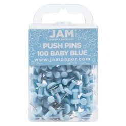 JAM Paper Pushpins, Baby Blue, 100/Pack (222419047)
