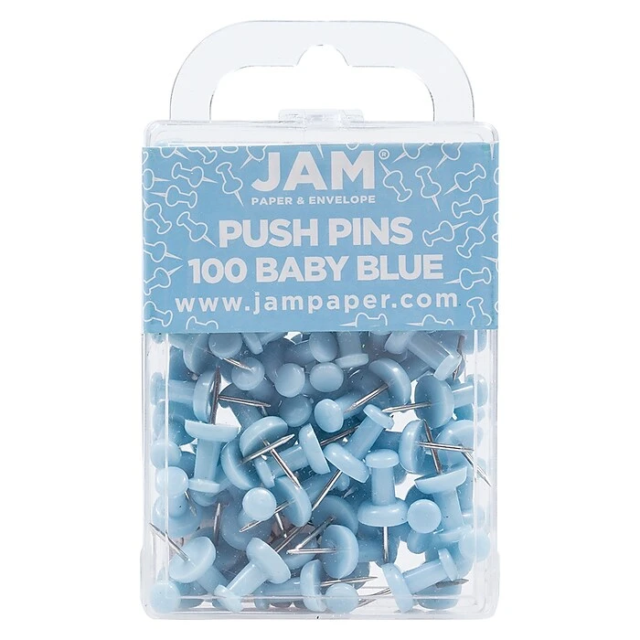 JAM Paper Pushpins, Baby Blue, 100/Pack (222419047) 1 JAM Paper Pushpins, Baby Blue, 100/Pack (222419047)